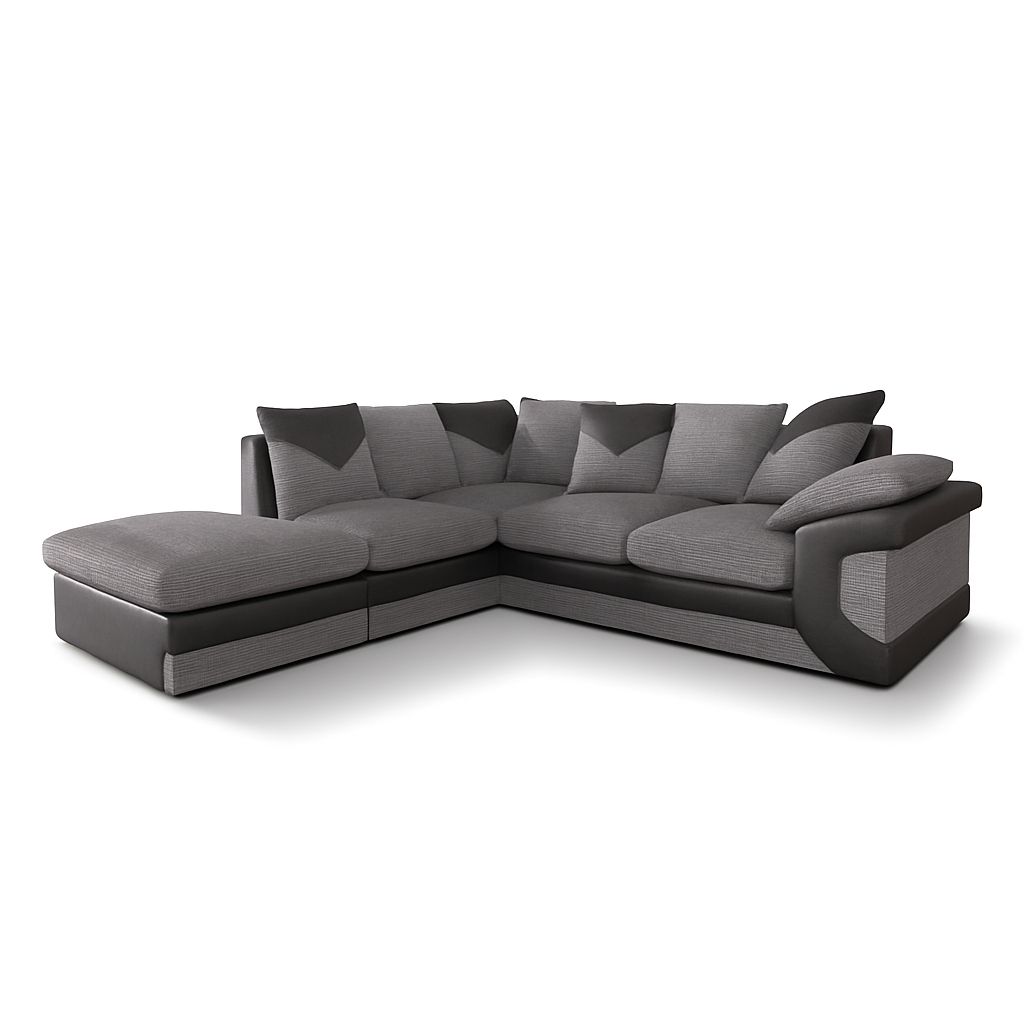 Dino Jumbo Cord Left Hand Corner Sofa with detachable footstool