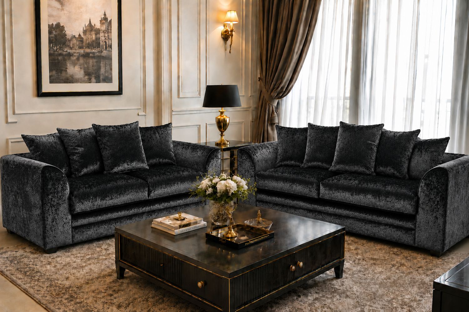 Crushed Velvet 3+2 Seater Sofa