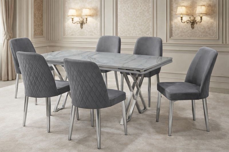 Calcutta High Gloss Table + 6