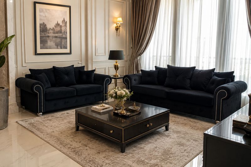 Plush Velvet Ashwin 3+2 Seater Sofa Set