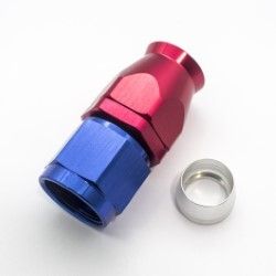 Straight Full Flow PTFE Teflon Hose End (Blue/Red)