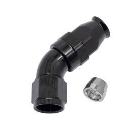 45° Degree Full Flow PTFE Teflon Hose End (Black)