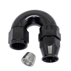 180° Degree Full Flow PTFE Teflon Hose End (Black)
