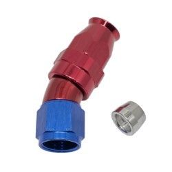 30° Degree Full Flow PTFE Teflon Hose End (Blue/Red)