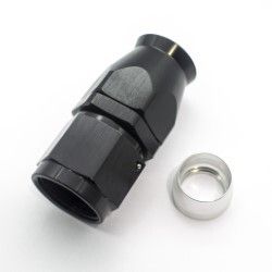 Straight Full Flow PTFE Teflon Hose End (Black)