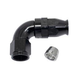90° Degree Full Flow PTFE Teflon Hose End (Black)