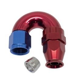 180° Degree Full Flow PTFE Teflon Hose End (Blue/Red)