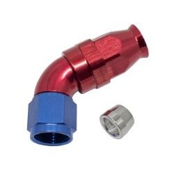 60° Degree Full Flow PTFE Teflon Hose End (Blue/Red)