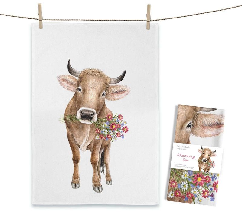 Geschirrtuch Geschirrtuch "Charming Cow" von Maluu