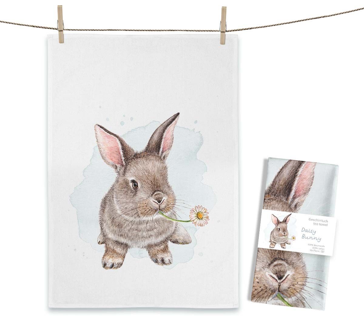 Geschirrtuch Geschirrtuch "Daisy Bunny" von Maluu