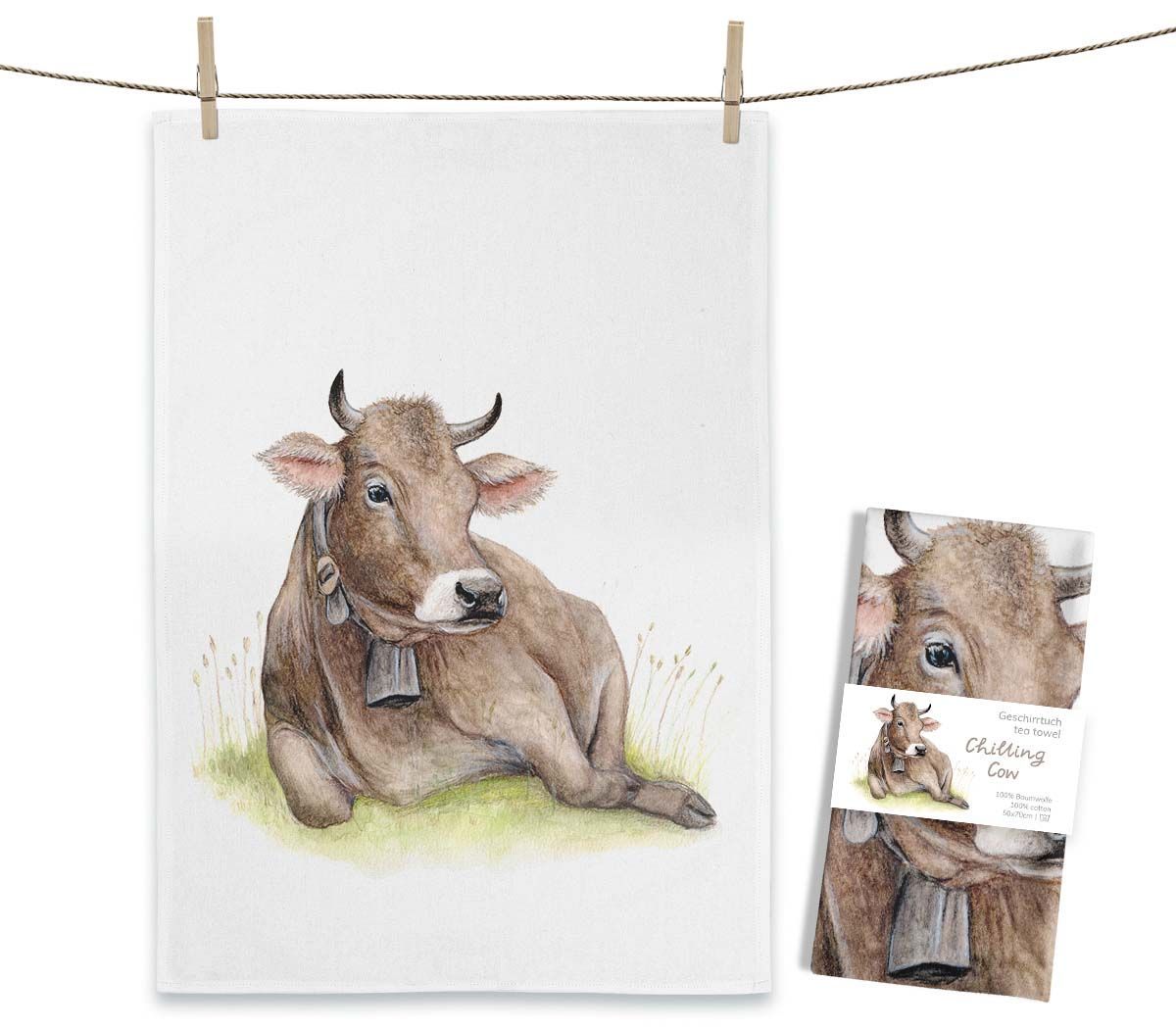 Geschirrtuch "Chilling Cow" von Maluu