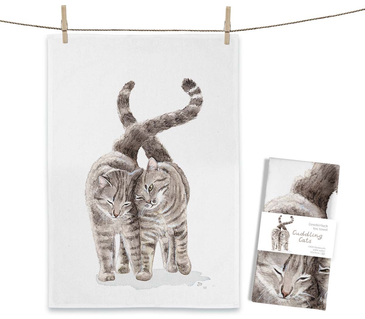 Geschirrtuch Geschirrtuch "Cuddling Cats" von Maluu