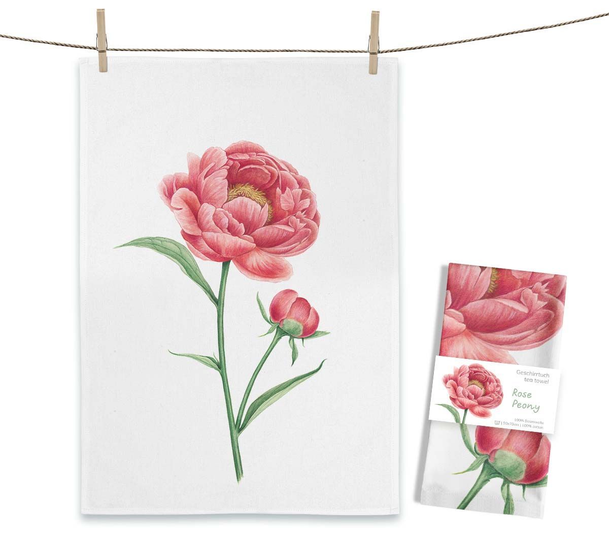 Geschirrtuch Geschirrtuch "Rose Peony" von Maluu