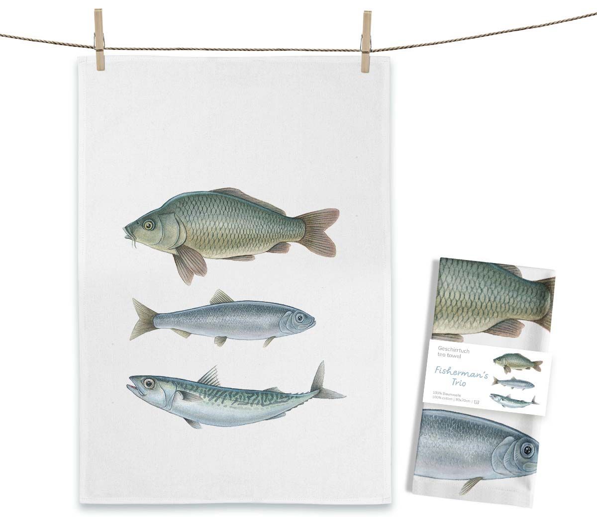 Geschirrtuch Geschirrtuch "Fisherman`s Trio" von Maluu