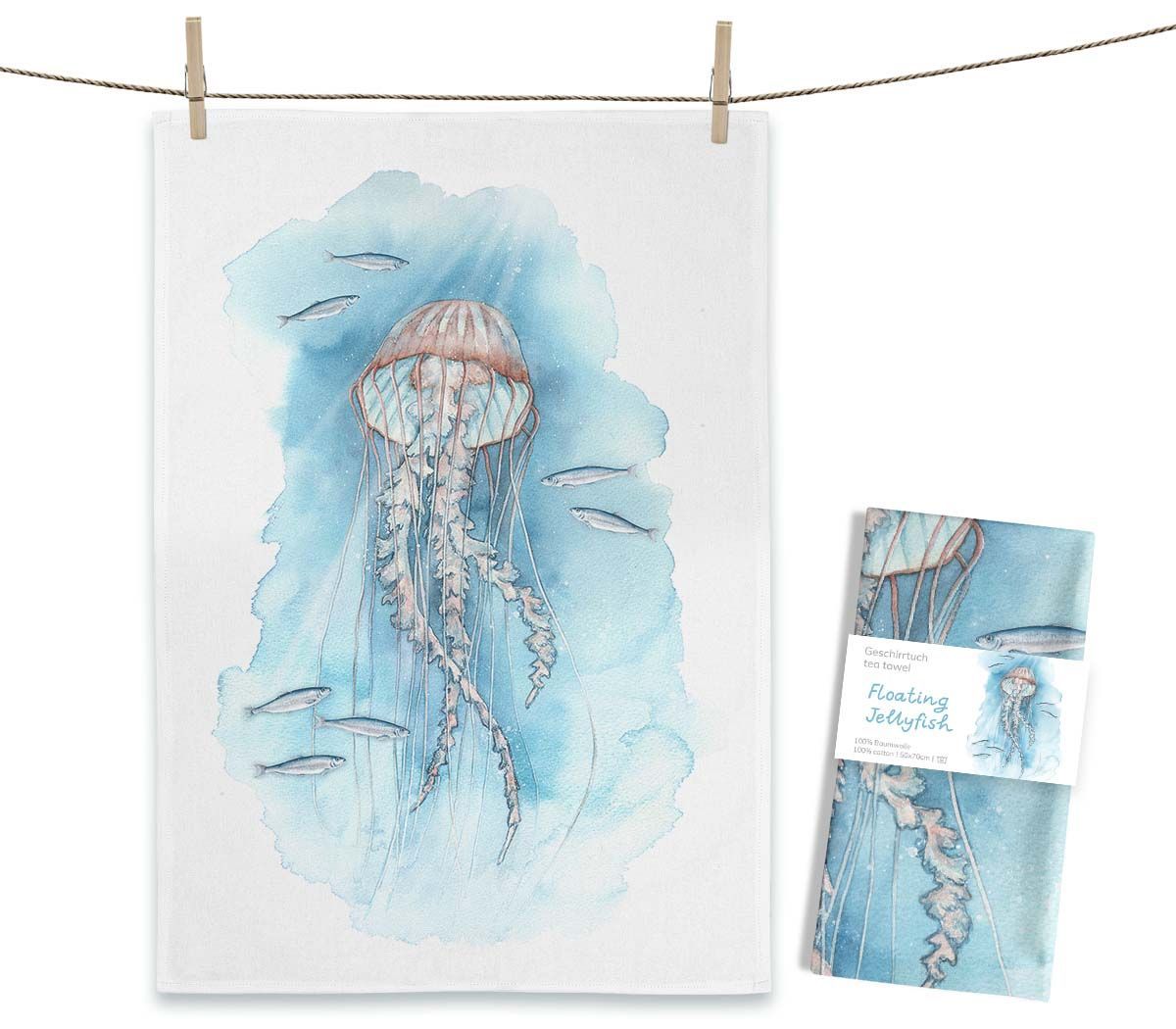 Geschirrtuch "Floating Jellyfish" von Maluu