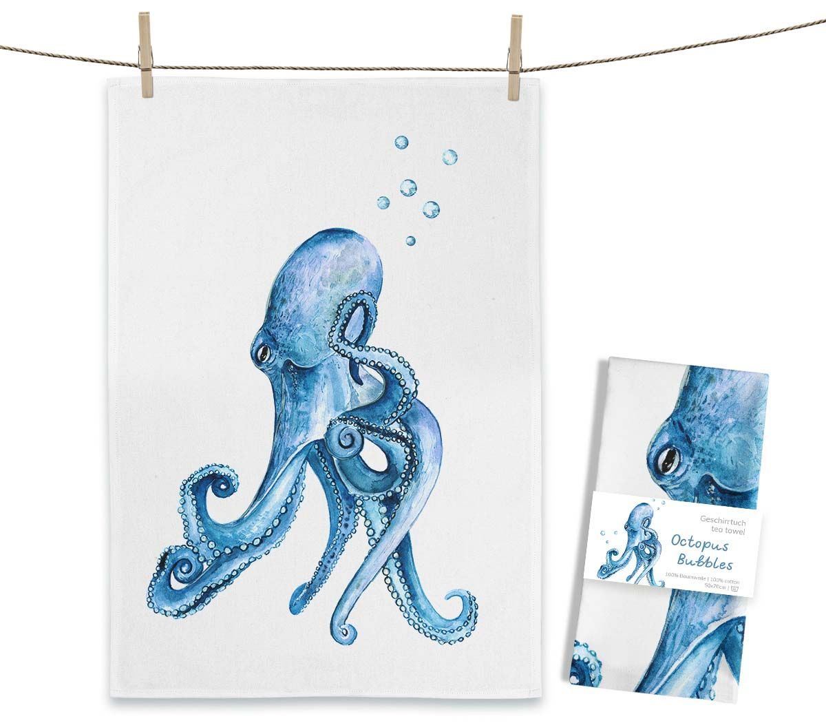 Geschirrtuch "Octopus Bubbles" von Maluu