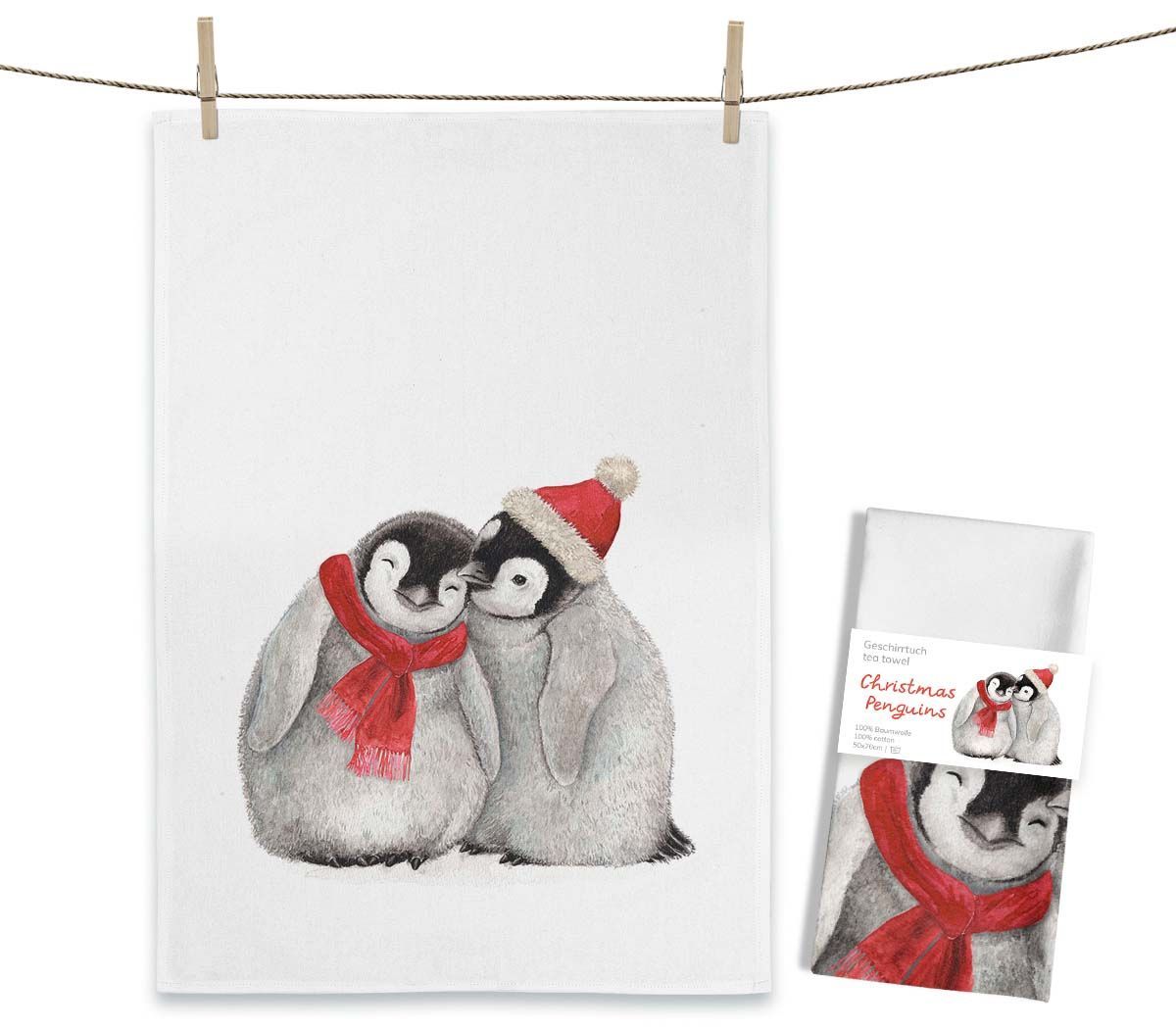 Geschirrtuch Geschirrtuch "Christmas Penguins" von Maluu