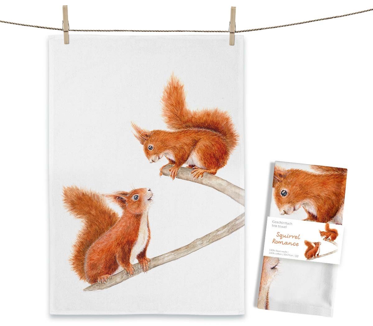 Geschirrtuch Geschirrtuch "Squirrel Romance" von Maluu