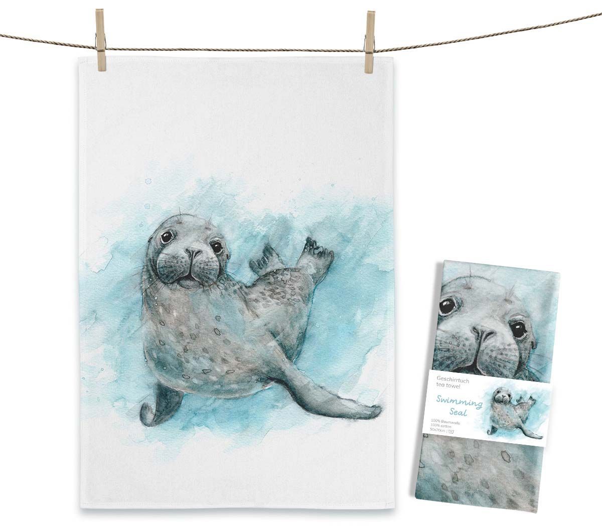 Geschirrtuch "Swimming Seal" von Maluu