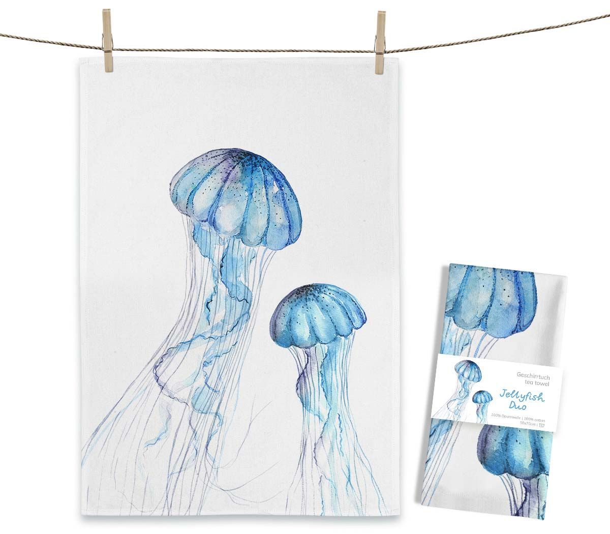 Geschirrtuch Geschirrtuch "Jellyfish Duo" von Maluu
