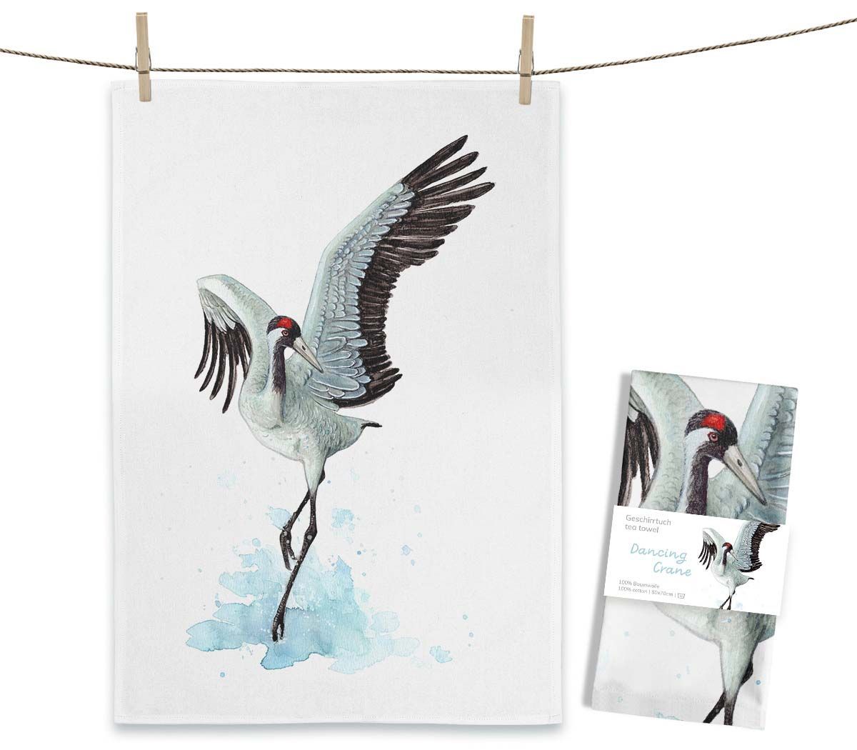 Geschirrtuch "Dancing Crane" von Maluu