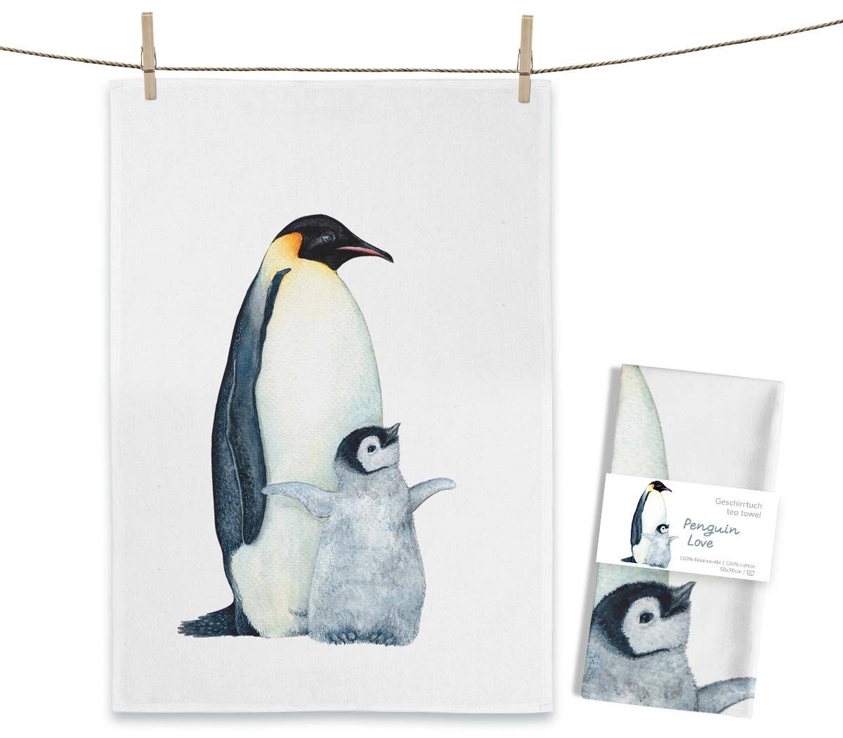 Geschirrtuch Geschirrtuch "Penguin Love" von Maluu
