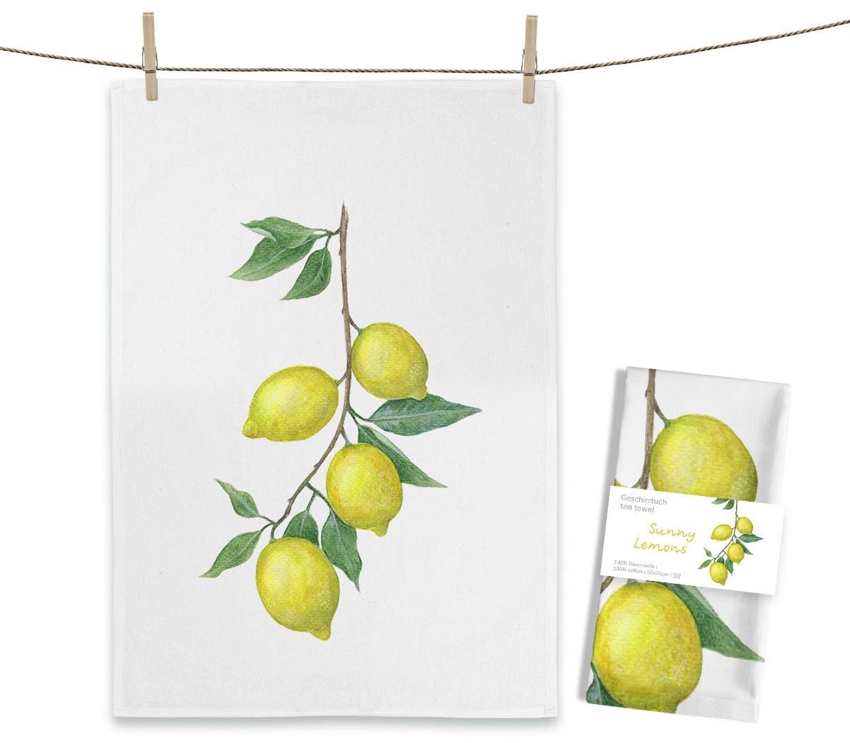 Geschirrtuch Geschirrtuch "Sonny Lemons" von Maluu