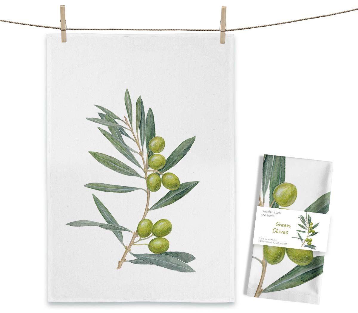 Geschirrtuch Geschirrtuch "Green Olives" von Maluu