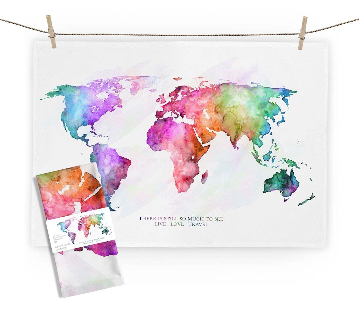 Geschirrtuch "World Map - rainbow" von Maluu