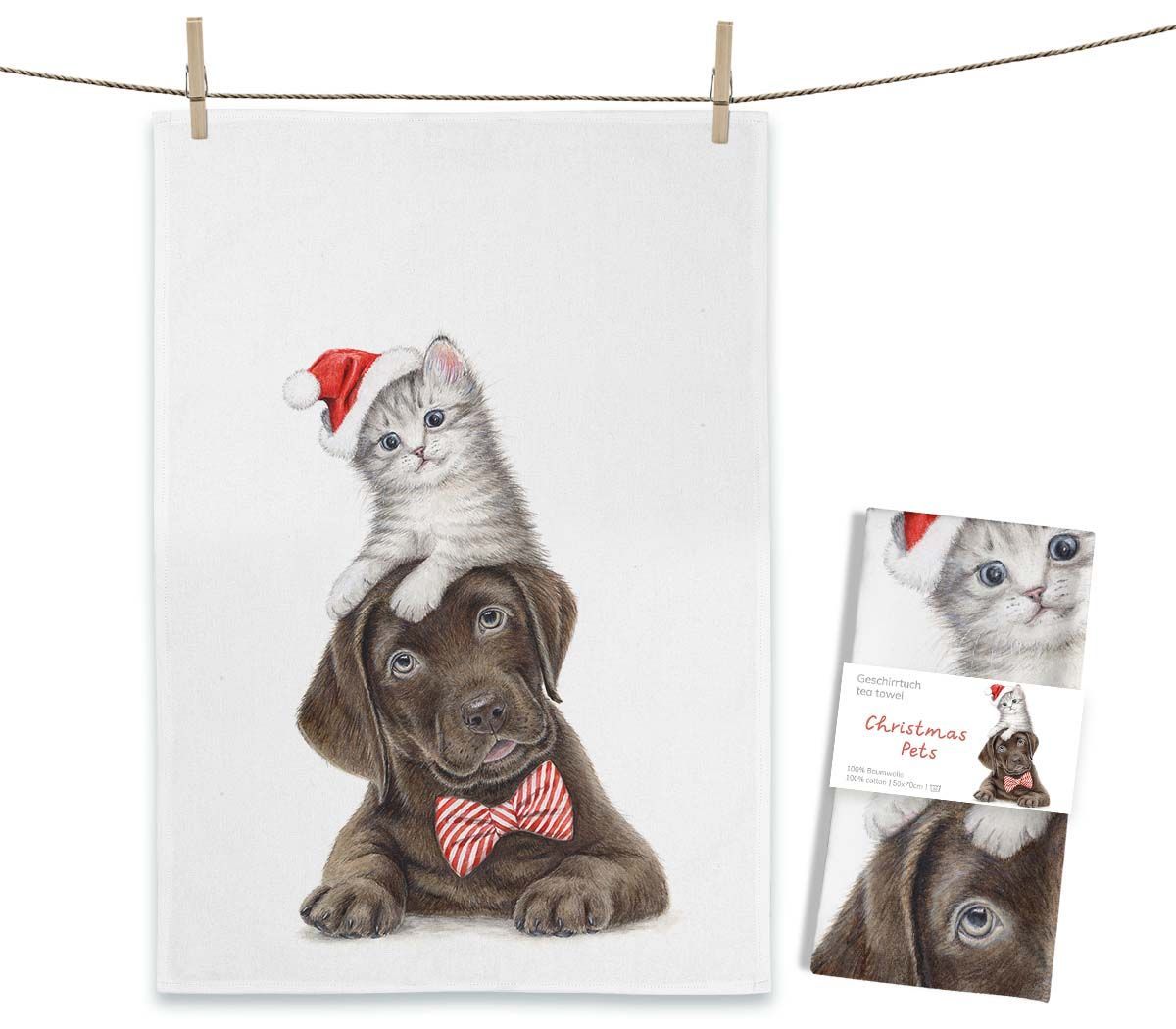 Geschirrtuch "Christmas Pets" von Maluu