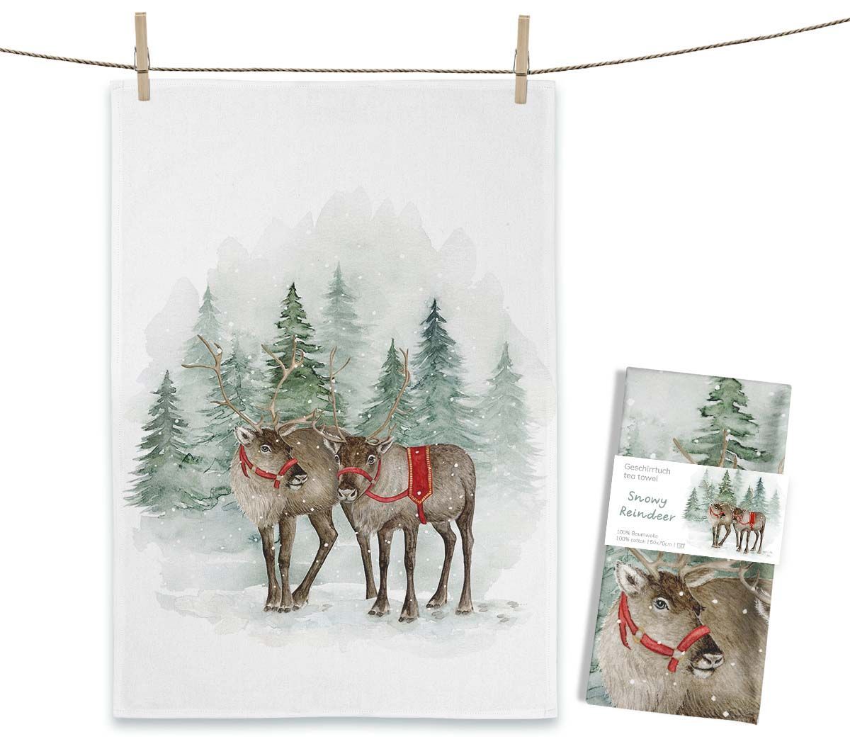 Geschirrtuch "Snowy Reindeer" von Maluu