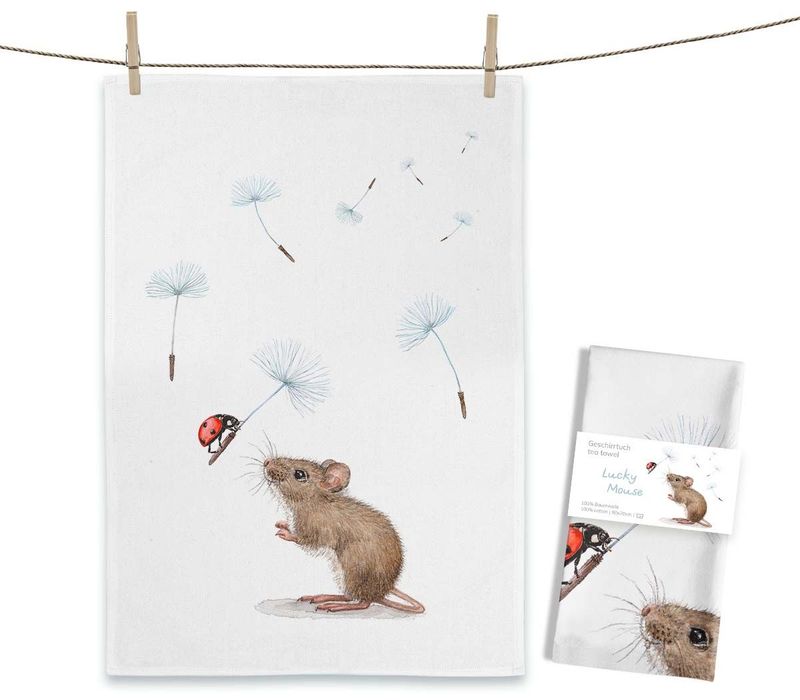 Geschirrtuch Geschirrtuch "Lucky Mouse" von Maluu