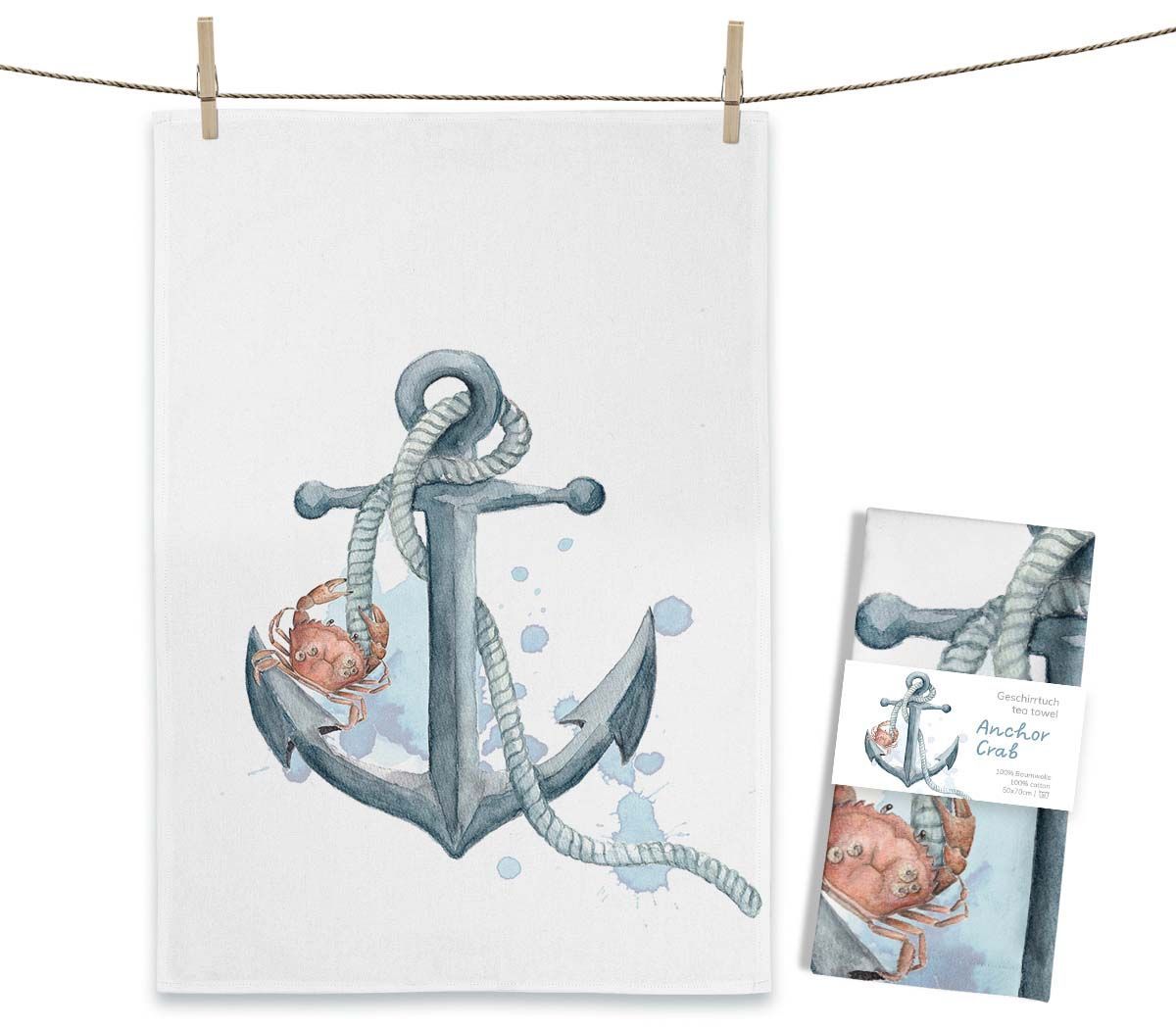 Geschirrtuch Geschirrtuch "Anchor Crab" von Maluu