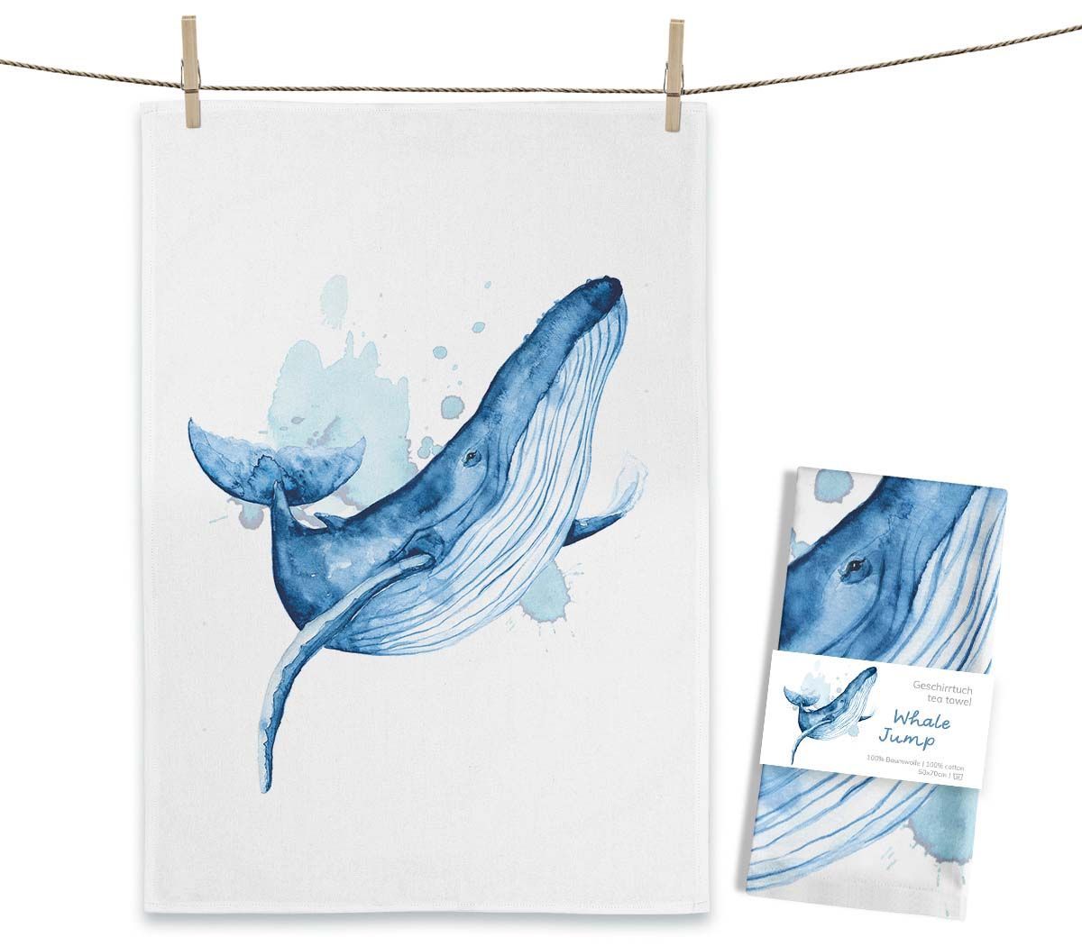 Geschirrtuch "Whale Jump" von Maluu