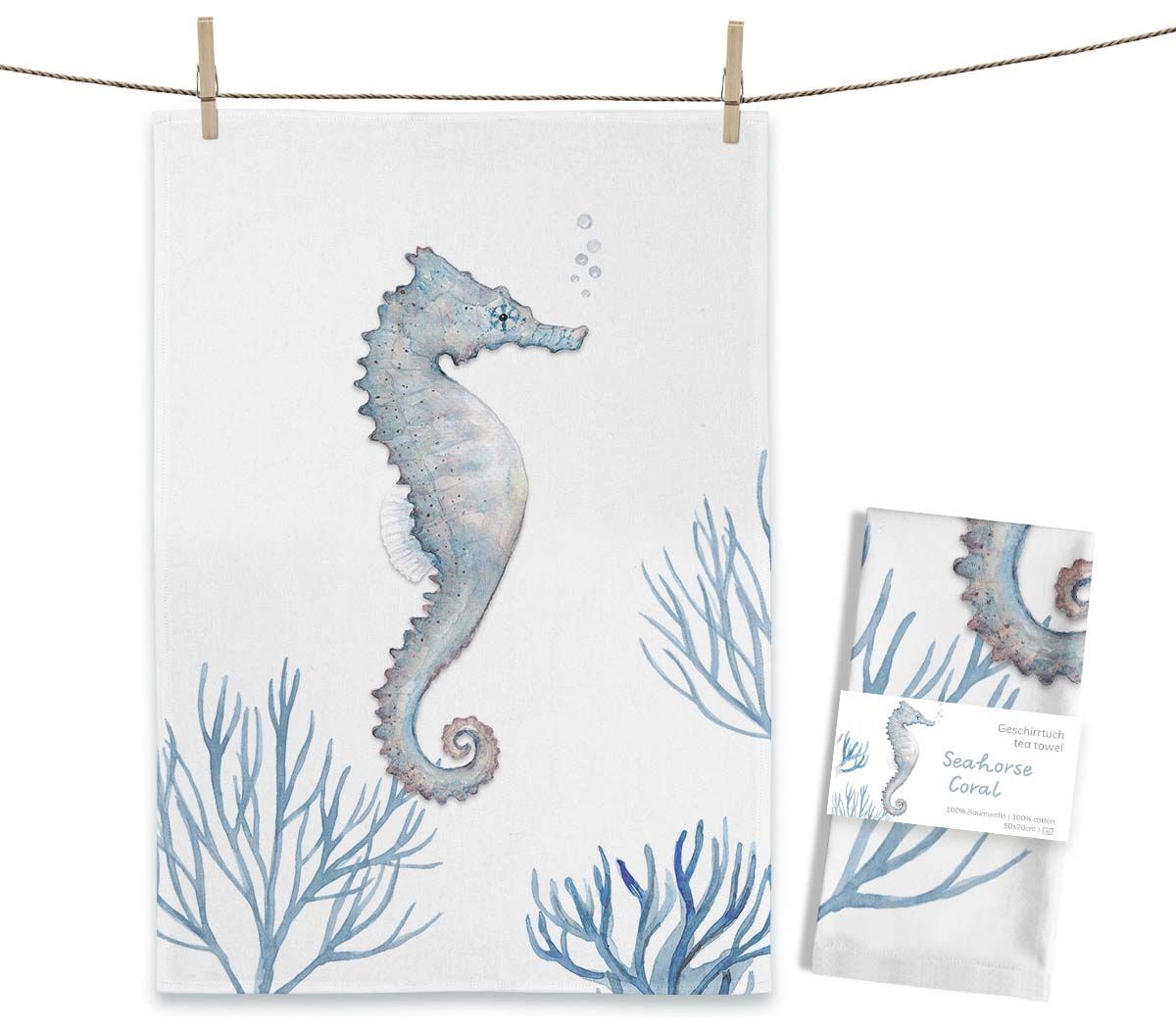 Geschirrtuch Geschirrtuch "Seahorse Coral" von Maluu