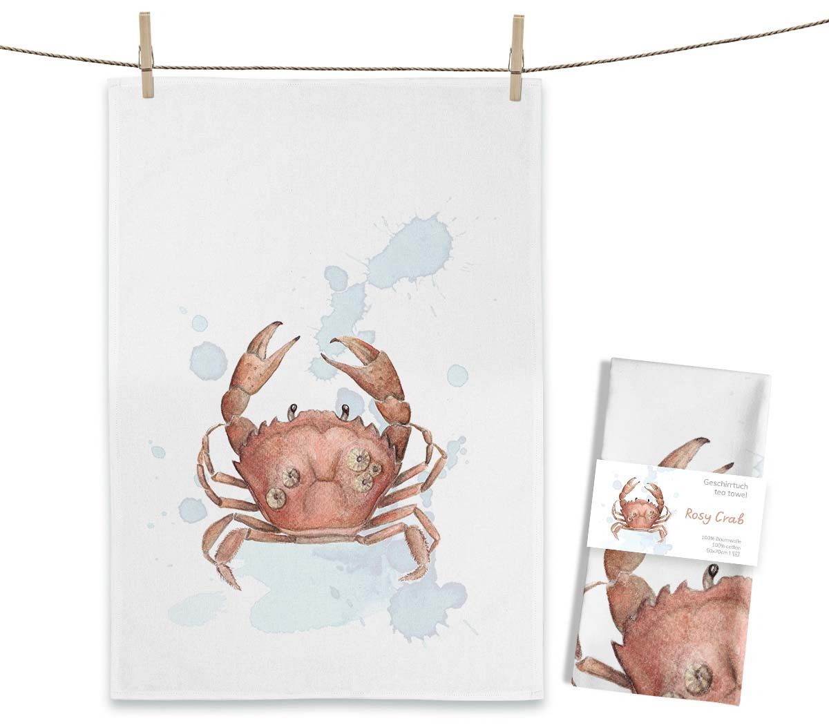 Geschirrtuch Geschirrtuch "Rosy Crab" von Maluu