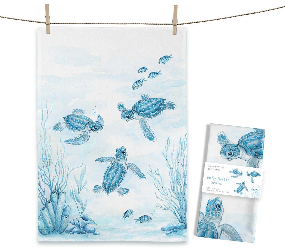 Geschirrtuch "Baby Turtle Swim" von Maluu