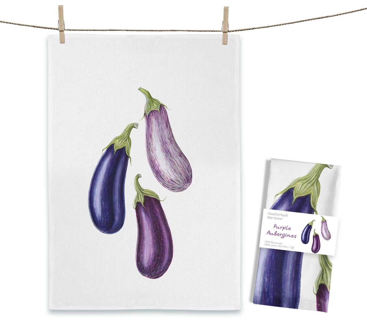 Geschirrtuch Geschirrtuch "Purple Aubergines" von Maluu