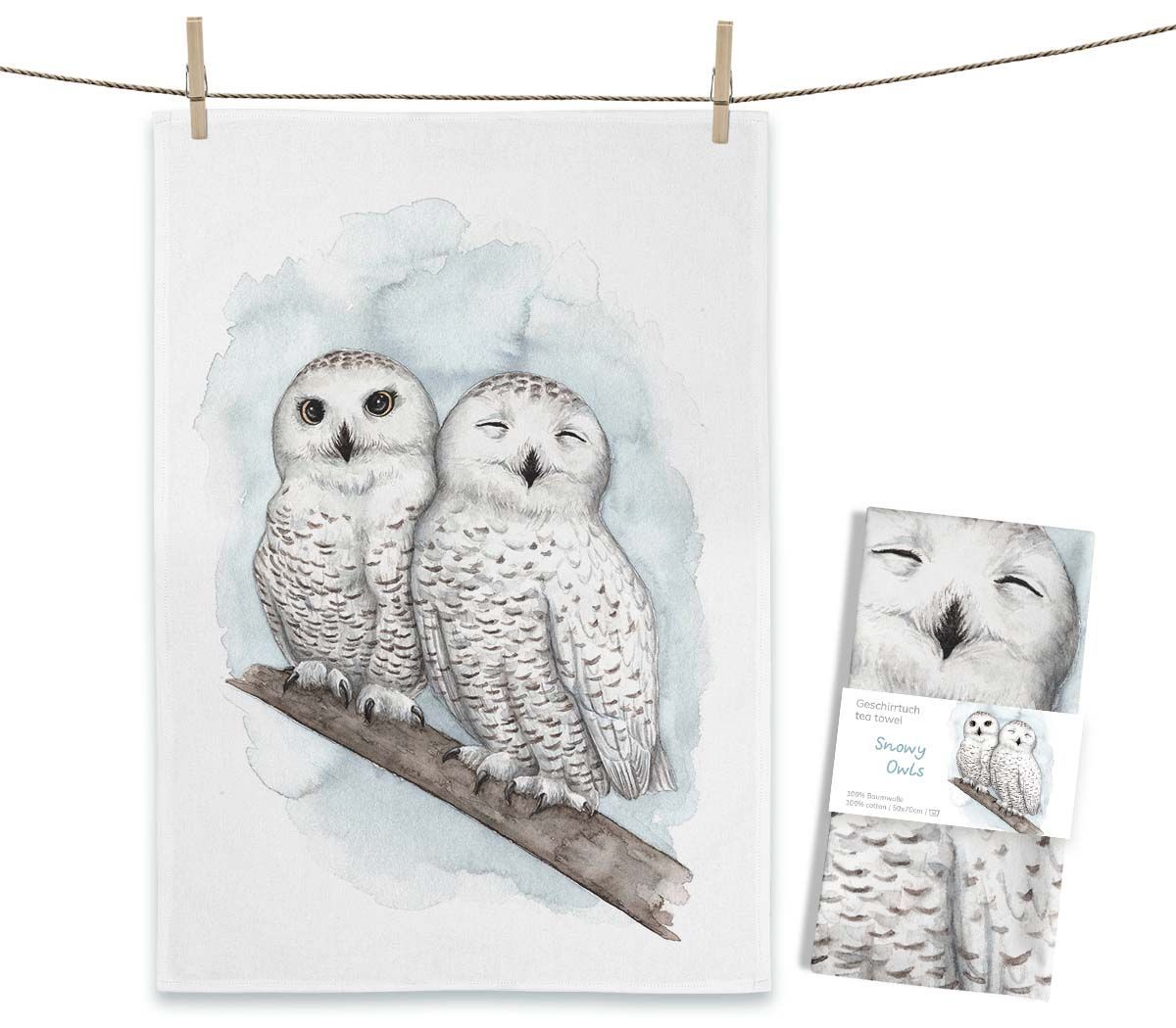 Geschirrtuch Geschirrtuch "Snowy Owls" von Maluu