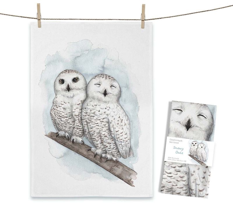Geschirrtuch Geschirrtuch "Snowy Owls" von Maluu