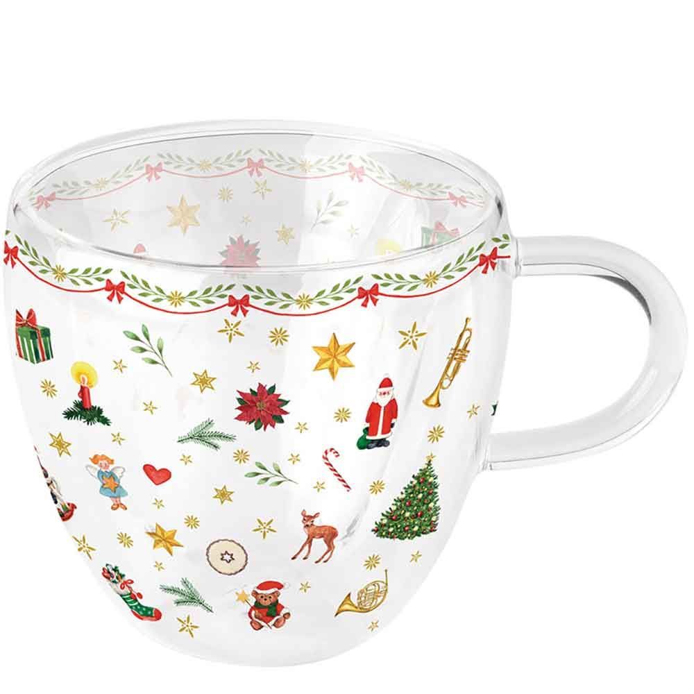 Teeglas "Ornaments all over red"