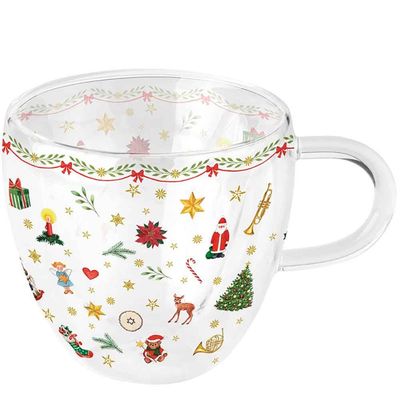 Teeglas Teeglas "Ornaments all over red"