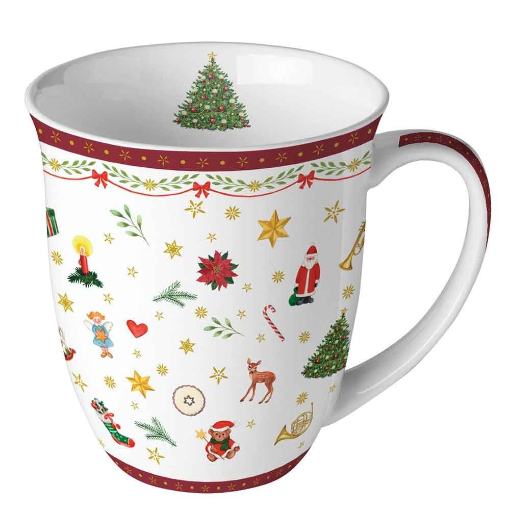 Tasse "Ornaments all over red"