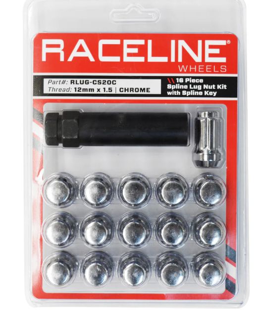 16 Piece Spline Lug Nut Kit with Spline Key-Chrome