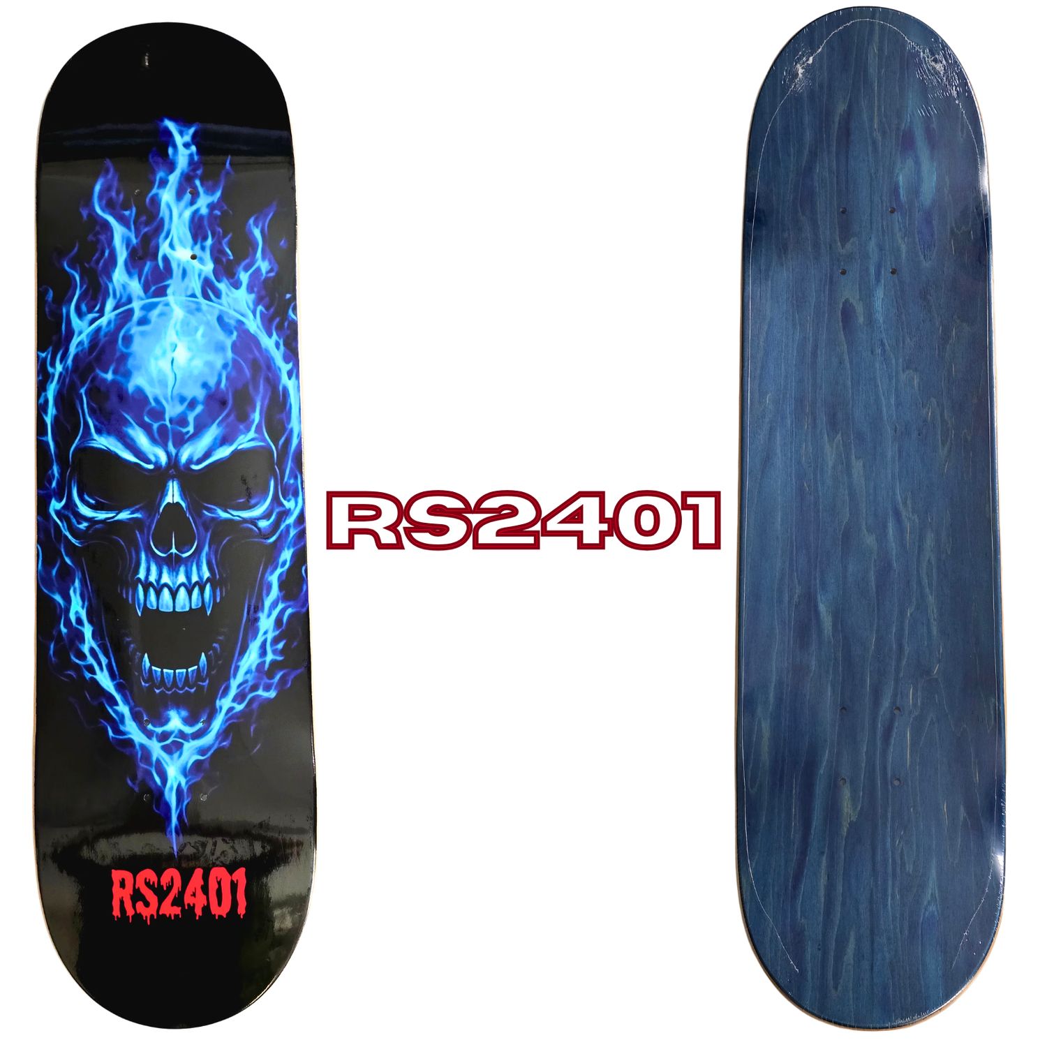 Blue Flaming Skull Deck 8.25