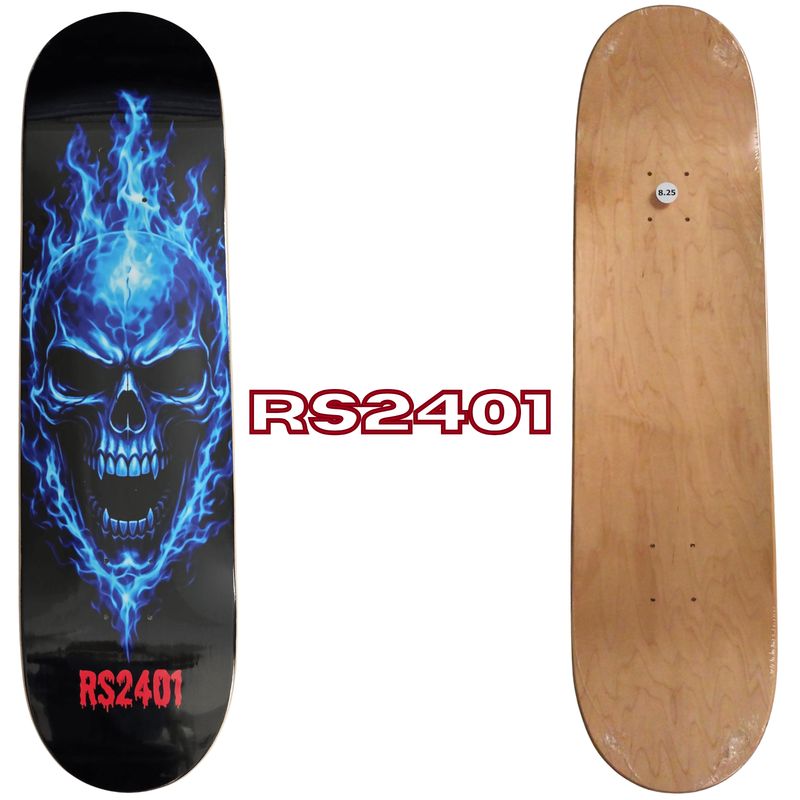 "Blue Flaming Skull Deck 8.25"