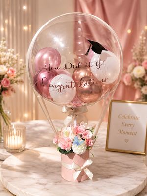 Personalized Floral Bubble Balloon Arrangement