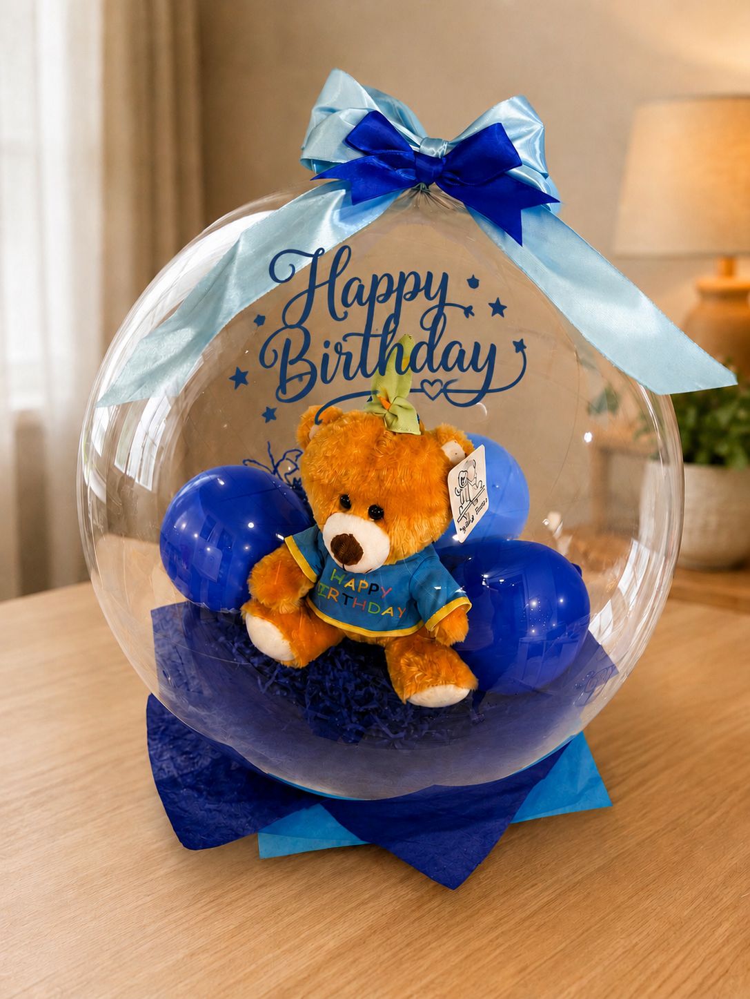 Personalized Birthday Bubble Balloon with Teddy