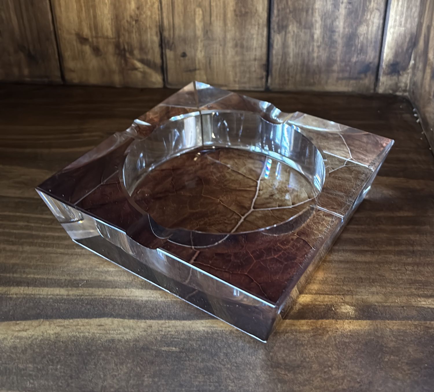 Crystal Tobacco Leaf Ashtray