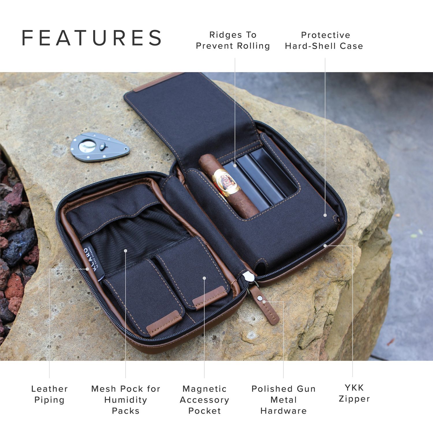 Brown Flint Travel Leather Cigar